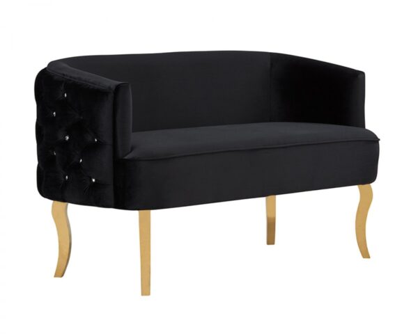SO1016/Fayette Modern Black Velvet & Gold Sofa
