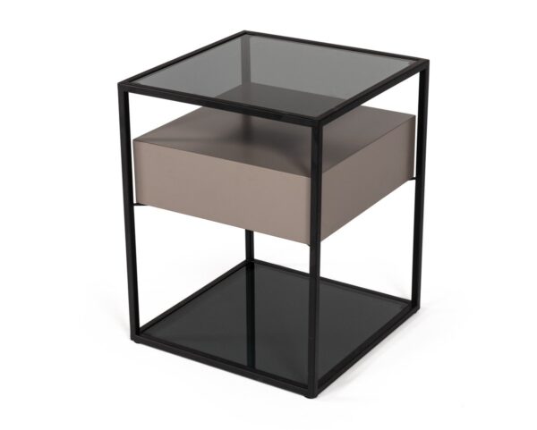 ST1055/Pekins Modern Smoked Glass & Grey End Table