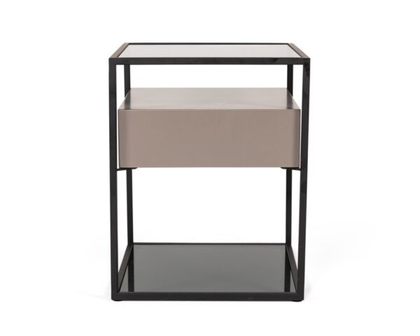 ST1055/Pekins Modern Smoked Glass & Grey End Table
