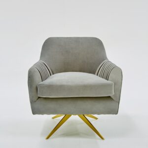 Divani Casa Abigail Modern Grey Velvet Swivel Accent Chair.