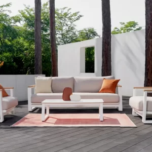 Theshowroom Furniture Leather ALU Rattan Outdoor Sofa Set