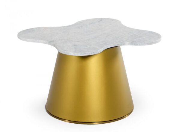 Galbro High - Glam White Marble and Gold Coffee Table - Image 2