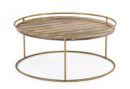 Gilcrest - Glam Brown and Gold Marble Coffee Table