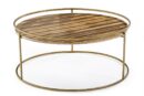 Gilcrest - Glam Brown and Gold Marble Coffee Table