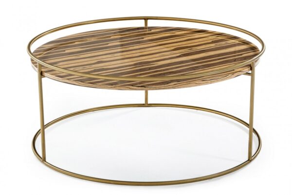 Gilcrest - Glam Brown and Gold Marble Coffee Table - Image 3