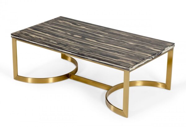 Greely - Glam Black and Gold Marble Coffee Table - Image 3