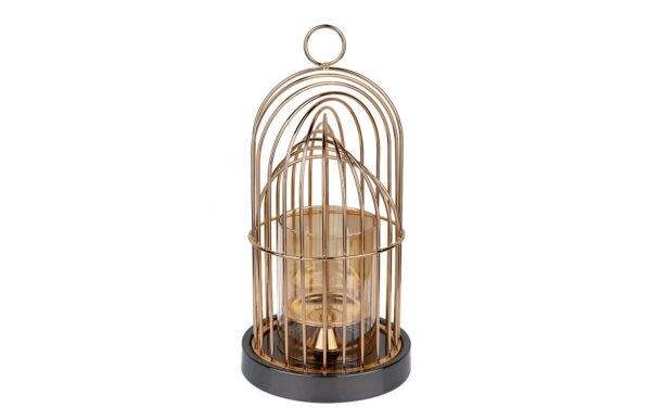 CH1051/GOLD BLACK CAGE CANDLE HOLDER 43 CM