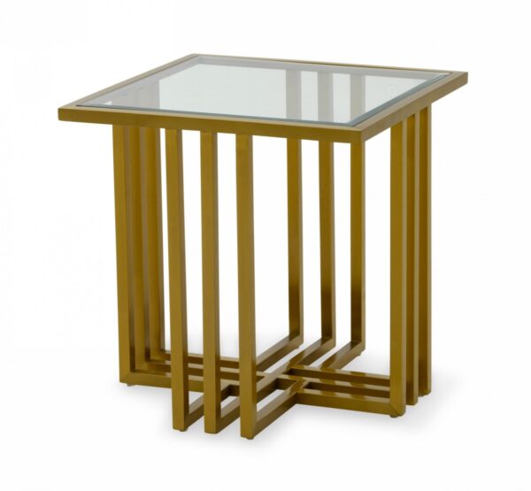 ST1070/Kodiak - Glam Clear Glass and Gold Glass End Table