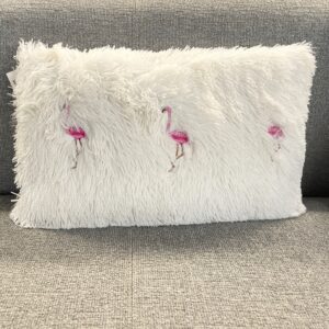 Theshowroom Furniture Fur Throw Pillow-FLAMINGO