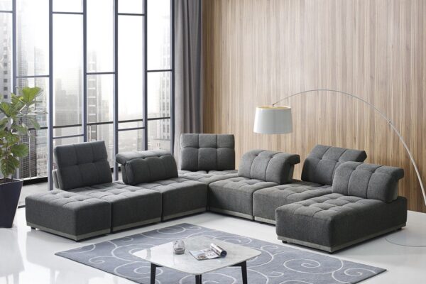 SF1050/KIRYAT Grey Fabric Modular Sectional Sofa - Image 2