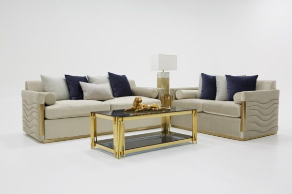 SO1010/DREAM Velvet & Gold LOVESEAT - Image 6