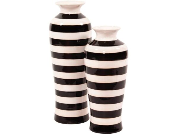 CERAMIC BLACK AND WHITE STRIPE GLAZE VASE-SMALL - Image 2