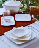 Luna Moderne 12 Person 60-Piece Porcelain Square Dinnerware Set