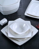 Luna Moderne 12 Person 60-Piece Porcelain Square Dinnerware Set