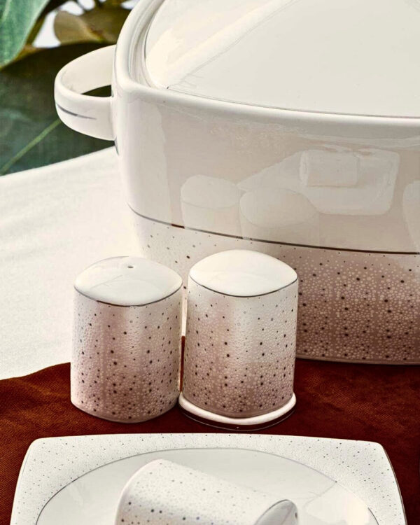 Luna Moderne 12 Person 60-Piece Porcelain Square Dinnerware Set - Image 4