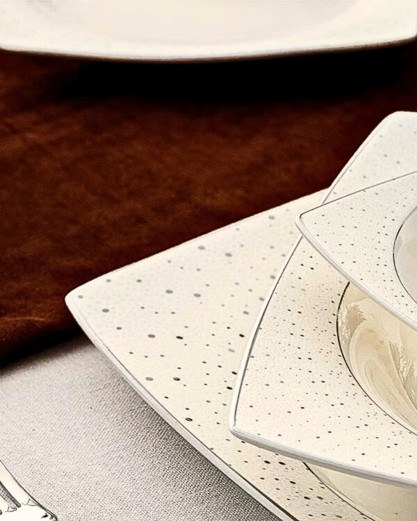 Luna Moderne 12 Person 60-Piece Porcelain Square Dinnerware Set - Image 5