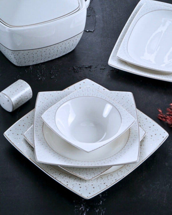 Luna Moderne 12 Person 60-Piece Porcelain Square Dinnerware Set - Image 2