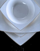 Château Pearl 12 Person 60-Piece Classic Embossed Dinnerware Set