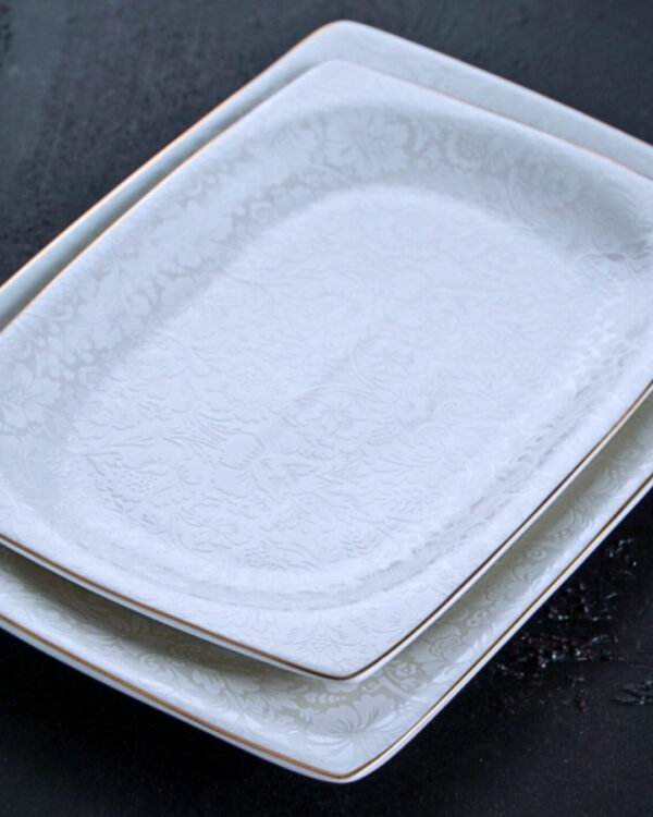 Château Pearl 12 Person 60-Piece Classic Embossed Dinnerware Set - Image 6