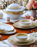 Empress Royale 12 Person 60-Piece Gold-Embellished Dinnerware Set