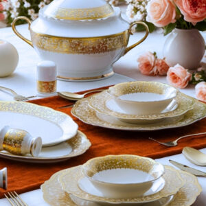 Empress Royale 12 Person 60-Piece Gold-Embellished Dinnerware Set