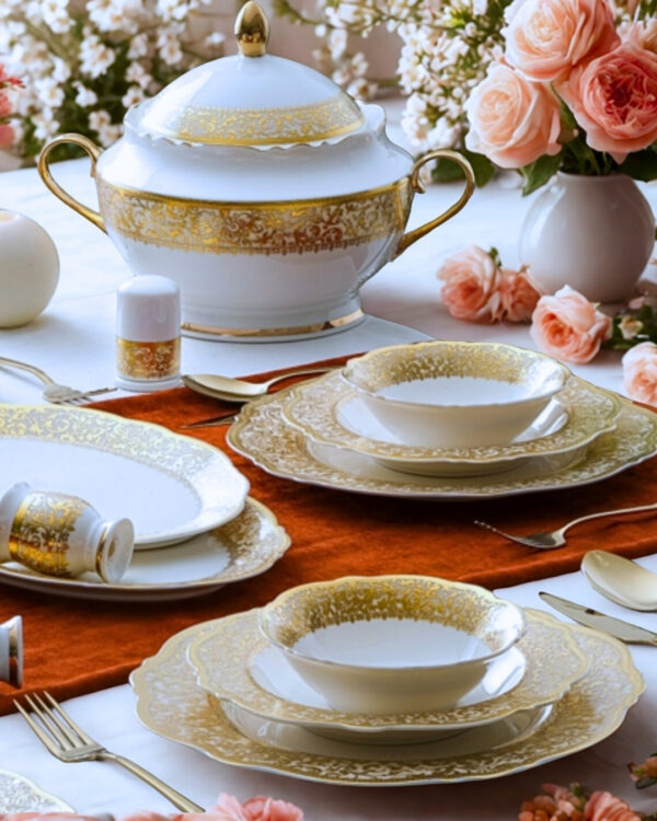 Empress Royale 12 Person 60-Piece Gold-Embellished Dinnerware Set