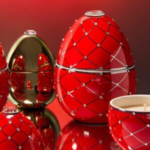 Ladenac Bois de Roussie Candle 200gr in ceramic RED SILVER STRIPES