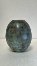 Verdigris Patina Vase Oval - Vintage-style orb vase with aged green finish for luxury home decor.