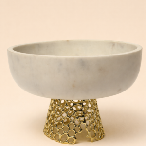 Ivory Bowl on Gilded Lattice Base-Big